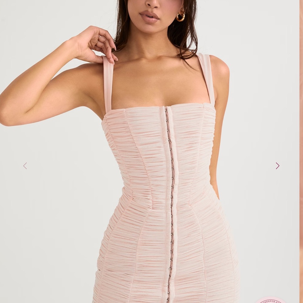 House of CB Pink Ruched Bodycon Dress